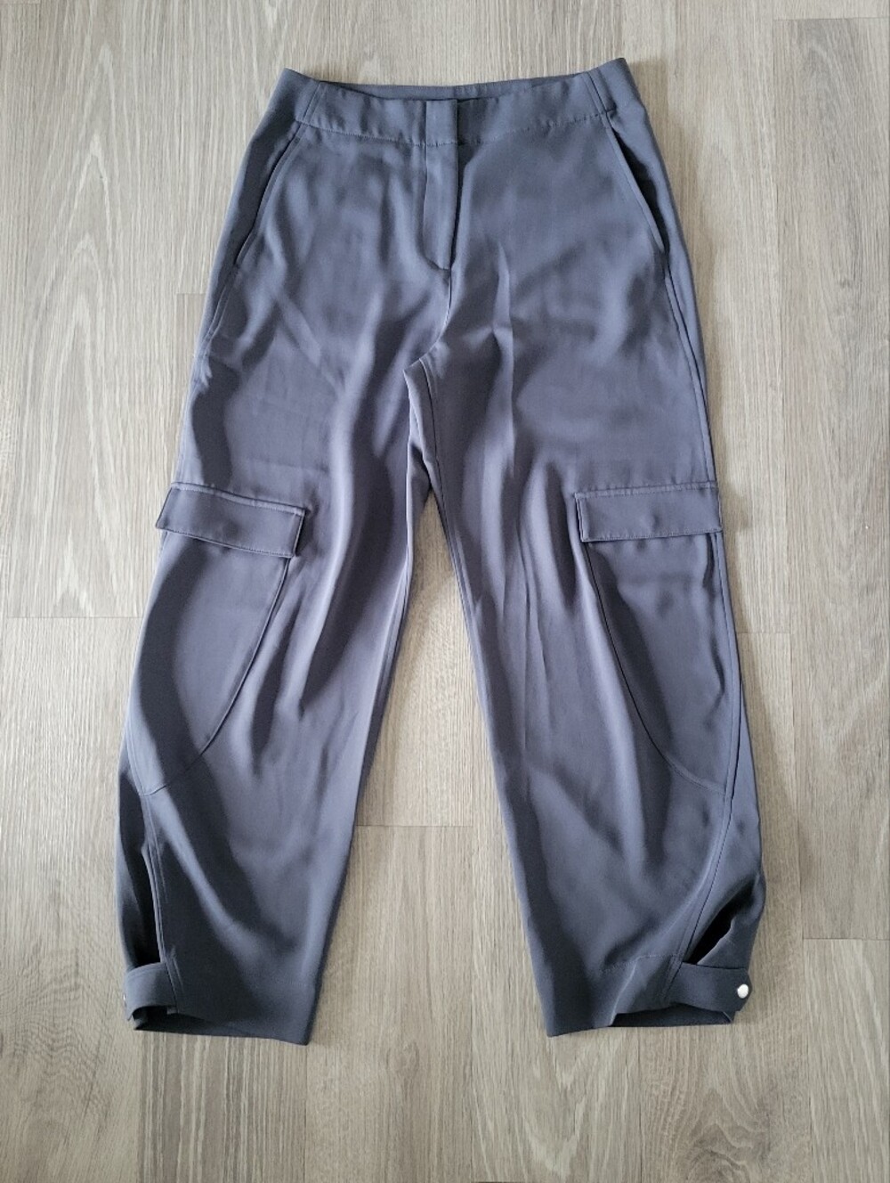 Club Monaco Blue-Gray Curved Seam Cargo Trousers Quiet Luxury Fall Workwear Sz 2